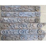 6 possibly George 111 carved oak panels with floral and leaf design