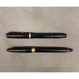 2 x vintage fountain pens Swan by Mabie Todd and a Sheaffer both with gold nibs