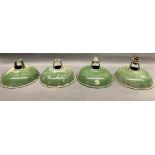 4 vintage enamel light shades 27cm wide x 15cm high