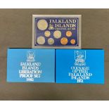 3 sets of proof coins from Falkland Islands