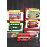 7 Routemaster Buses, 1 unboxed, scale 1:24