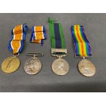 A 1919 Afghanistan N.W.F medal along with 3 other WW1 service medals