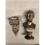 A bronze bust of Goethe 23 cm high with separate wall mounted plinth £30-£40