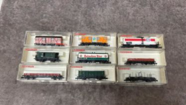 18 Fleischmann freight and goods wagons 9 Fleischmann N Gauge Freight/goods wagons 8200, 8207, 8220,