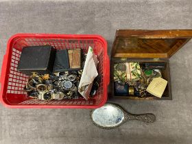 Two boxes containing a large quantity of watches and costume jewellery