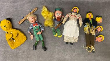 A collection of Pelham Puppets including Mr Rusty, Dougal, Tyrolena, Aunt Sally (with