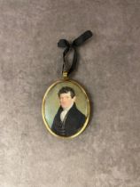 A fine miniature mourning portrait of a Georgian gentleman in the style William Naish