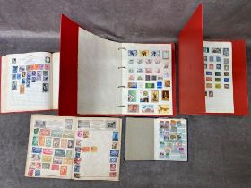 A collection of stamps in 2 files and 3 books