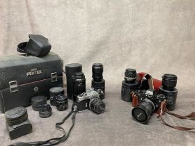 Collection of cameras and lenses