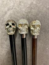 3 skull walking canes