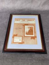 A framed signed songbook by Roy Orbison Frame size 34cm x 42cm