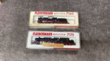 2 Fleischmann engines: Fleischmann N Gauge 4-6-0 Steam engine, 7160 with 8 wheel tender, boxed and