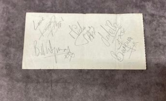 A full set of autographs of the Rolling Stones from 1963, including the late Brian Jones, signed