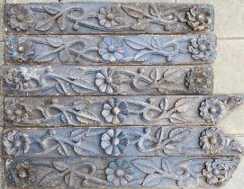 6 possibly George 111 carved oak panels with floral and leaf design