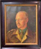 A portrait of a WW2 officer, oil on canvas, signed top right H Kolloe, frame size 51cm x 61cm