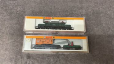 An Arnold engine and crane: Arnold N Gauge Crocodile 0-6-6-0 front/reversing engine 2310 boxed /
