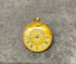 A 19th century 18 carat gold fob watch ( not working ) total weight 36.4 grams