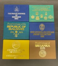 6 x sets of proof coins from tropical islands