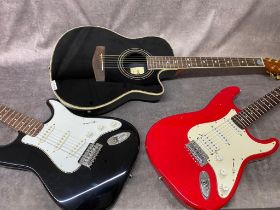 3 electric guitars