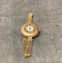 An antique 9ct gold ladies watch ( not working ) total weight 19.2 grams