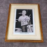 Charlie Watts signed photo, framed frame size 30 x 38cm