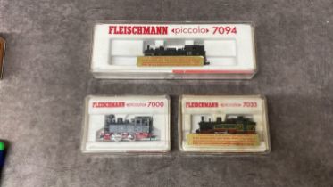 A Fleischmann engine Fleischmann N Gauge 3 steam engines, Piccolo 7000, 7033 and 7094 Trains