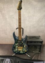 A Samick electric guitar with case and Randall amp