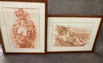 Roy Barrett (1949-2022 British) 2 framed watercolour nudes. Painted under the pseudonym Will