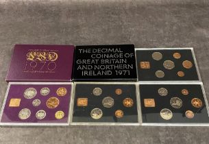 1 x 1970 and 3 1971 British coin sets