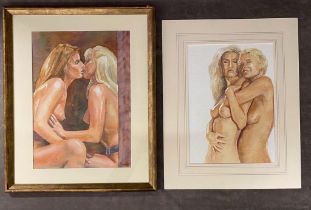 Roy Barrett (1949-2022 British) 2 watercolour nudes. Painted under the pseudonym Will Varnish. Roy