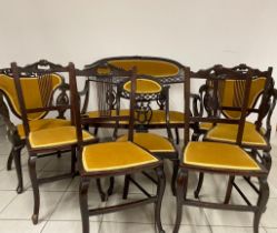 An Edwardian Salon set, 8 chairs in total