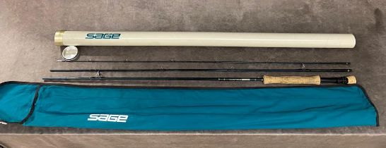 A sage 3 piece 9’6” fly fishing rod with metal case