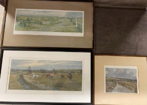 2 x signed F.A Stewart hunting prints along with a signed Michael Lyne print ( Cotswold interest )