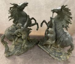 A pair of large bronze horses in the style of Coustou £500 - £800 1