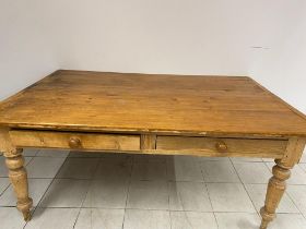 A large antique pine farmhouse table 177cm x 116cm Height 74cm