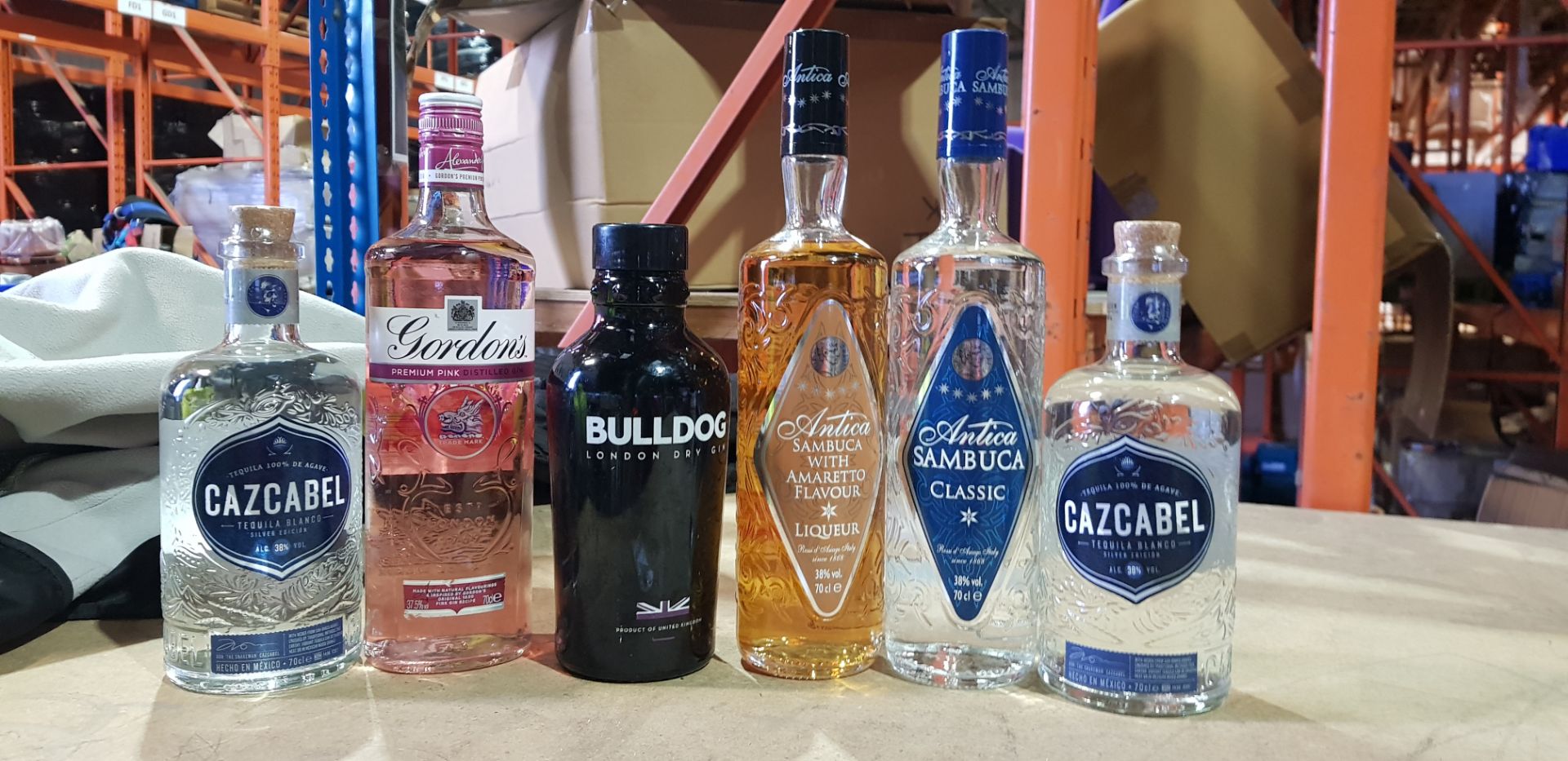 6 X PIECE MIXED ALCOHOL LOT CONTAINING 2 X CAZCABEL TEQUILA 70CL - 2X SAMBUCA 70CL - 1X BULLDOG