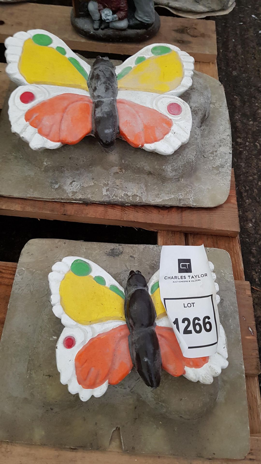 2 X GARDEN ORNAMENTS I.E BUTTERFLY WITH FIBRE GLASS MOULDS AND LATEX SLIPS-(20 X18CM)