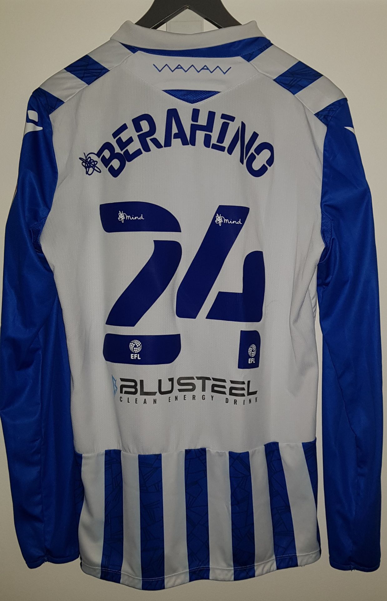 SHEFFIELD WEDNESDAY FOOTBALL SHIRT - LONG SLEEVED - SIZE L WITH BERAHINO 24 ON THE REVERSE (SEE - Image 2 of 2