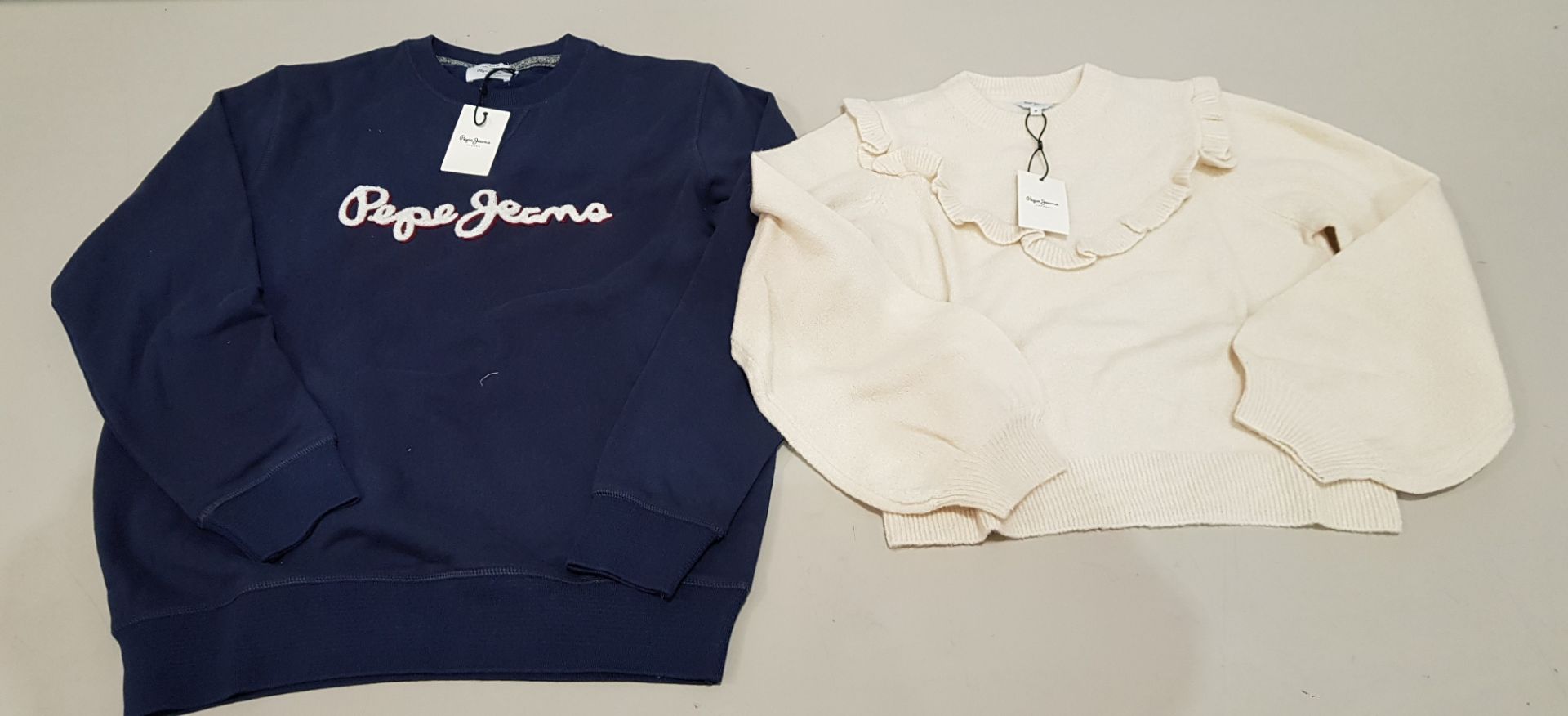 9 X BRAND NEW MIXED CLOTHING LOT CONTAINING PEPE JEANS LAMONT JUMPER IN ( M / L / S ) AND PEPE JEANS