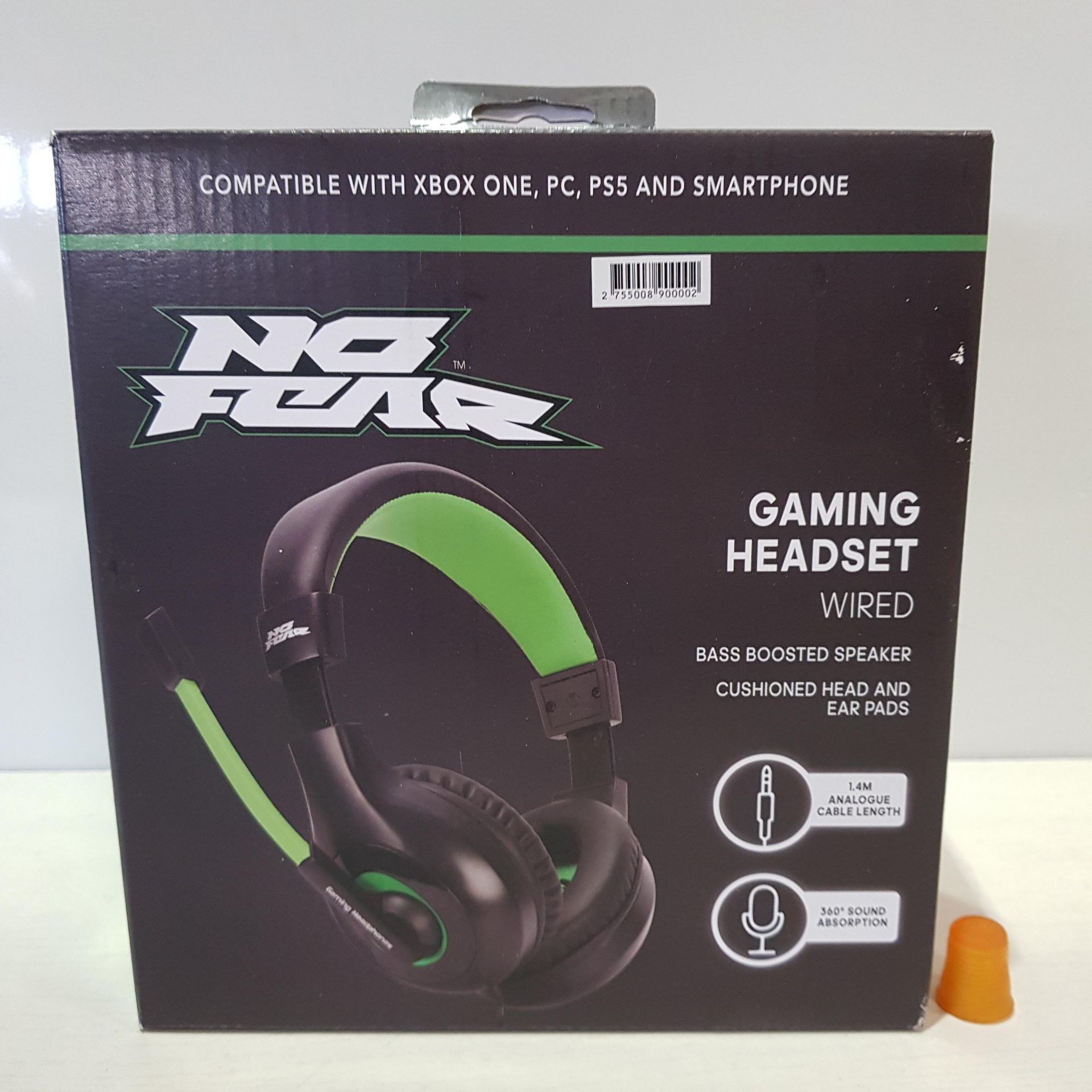 18 X NO FEAR GAMING HEADSET WIRED WITH BASS BOOSTED SPEAKER, CUSHIONED HEAD AND EAR PADS. 1.4M