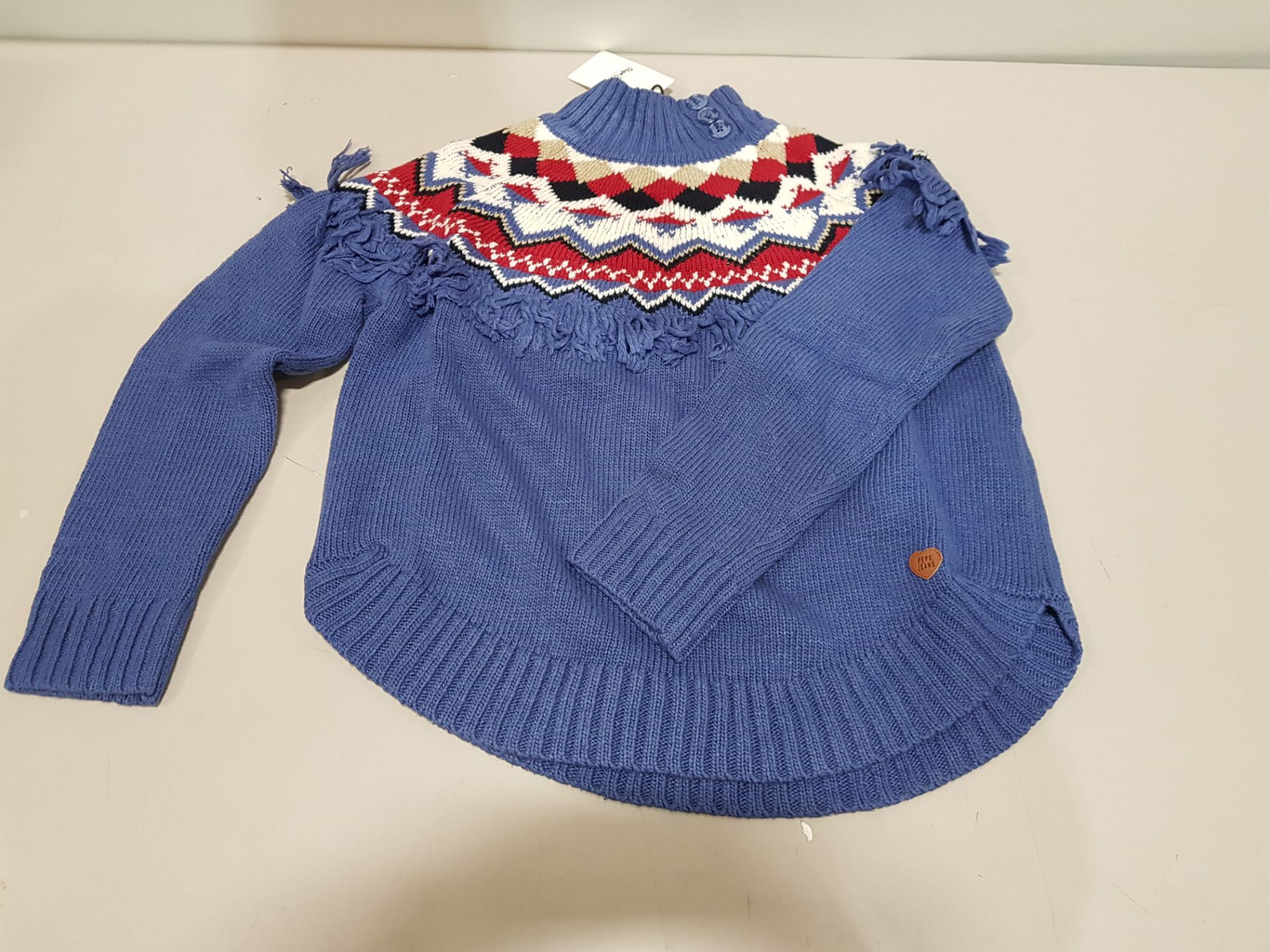 15 X BRAND NEW KIDS PEPE JEANS BERNICE KNITTED JUMPERS IN BLUE, WHITE & RED - VARIOUS SIZES TO