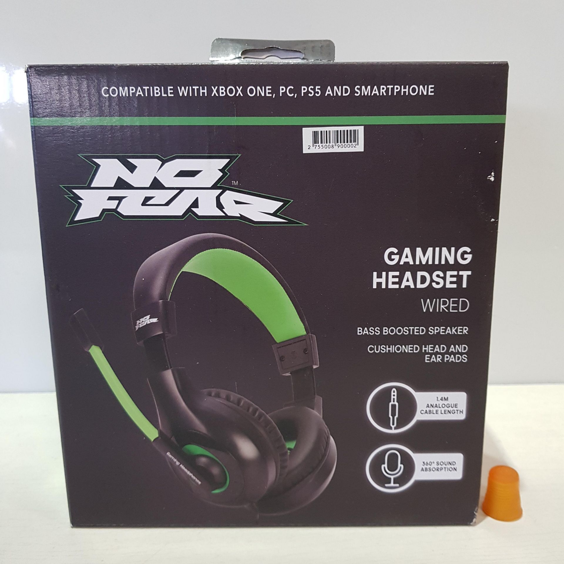 18 X NO FEAR GAMING HEADSET WIRED WITH BASS BOOSTED SPEAKER, CUSHIONED HEAD AND EAR PADS. 1.4M