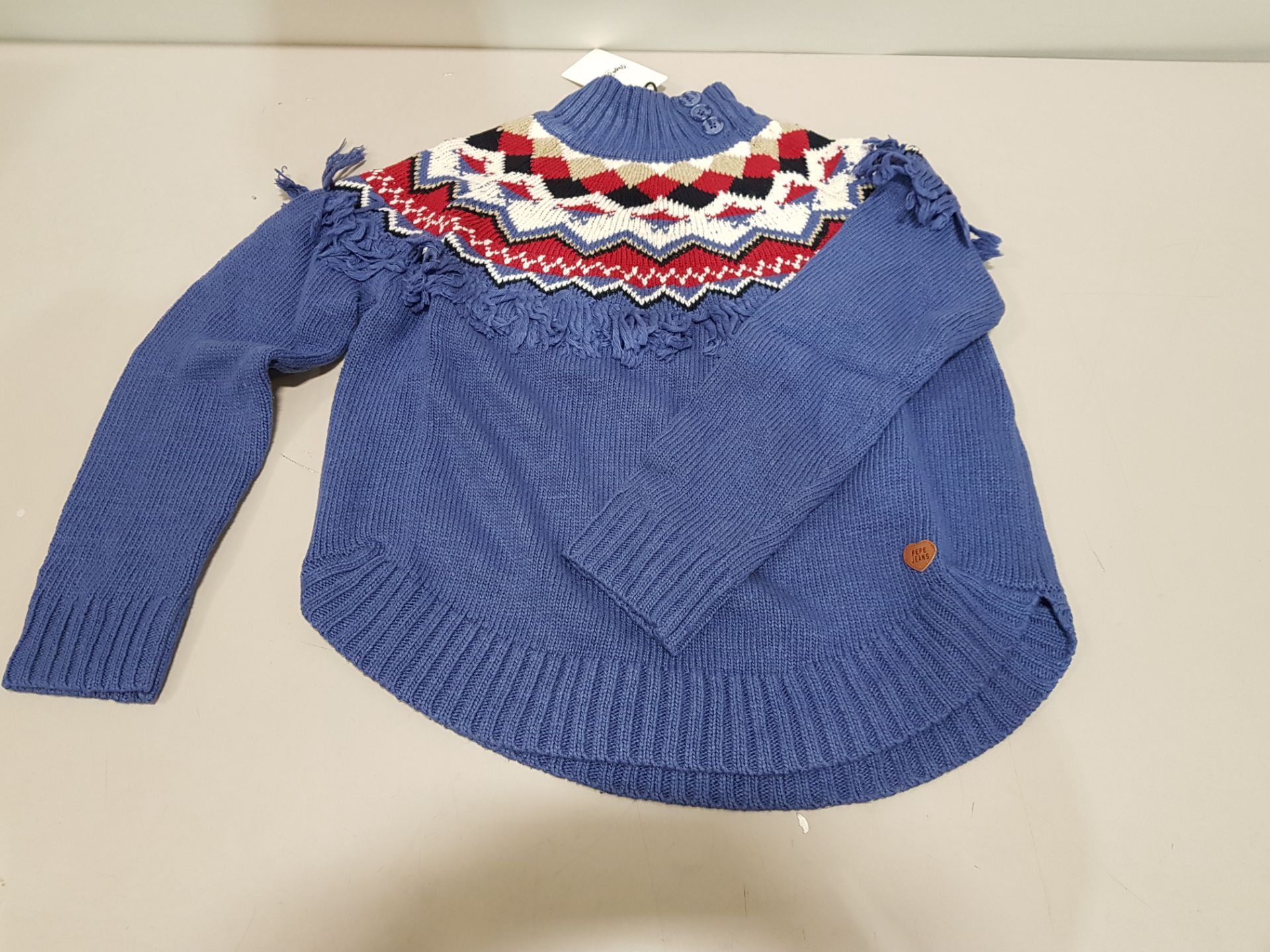 12 X BRAND NEW KIDS PEPE JEANS BERNICE KNITTED JUMPERS IN BLUE, WHITE & RED - VARIOUS SIZES TO