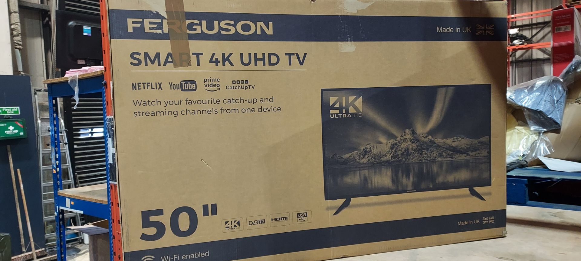 1 X BOXED FERGUSON 50 SMART 4K UHD TV ( MODEL F5022RTX4K) - GRADE A-