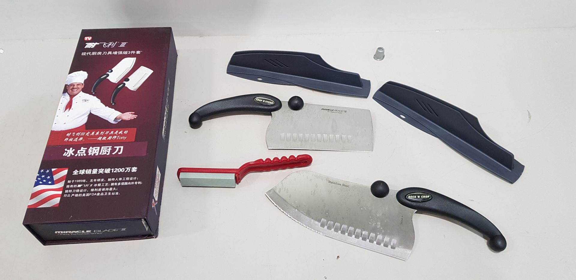 24 X BRAND NEW MIRACLE BLADE 3 PIECE PERFECTION SERIES KNIFE SET TO INCLUDE 2 X LARGE KNIFES AND