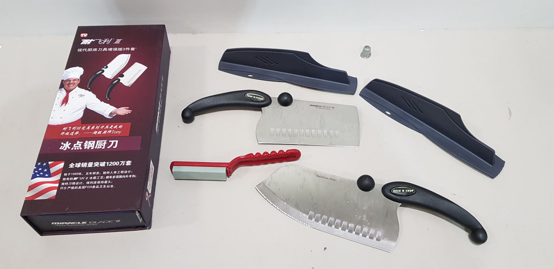 24 X BRAND NEW MIRACLE BLADE 3 PIECE PERFECTION SERIES KNIFE SET TO INCLUDE 2 X LARGE KNIFES AND