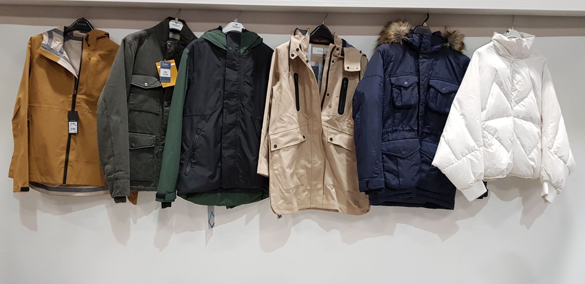 6 PIECE MIXED JACKET LOT TO INCLUDE NEXT MUSTARD JACKET SIZE MEDIUM / MORLEY GREY JACKET SIZE MEDIUM