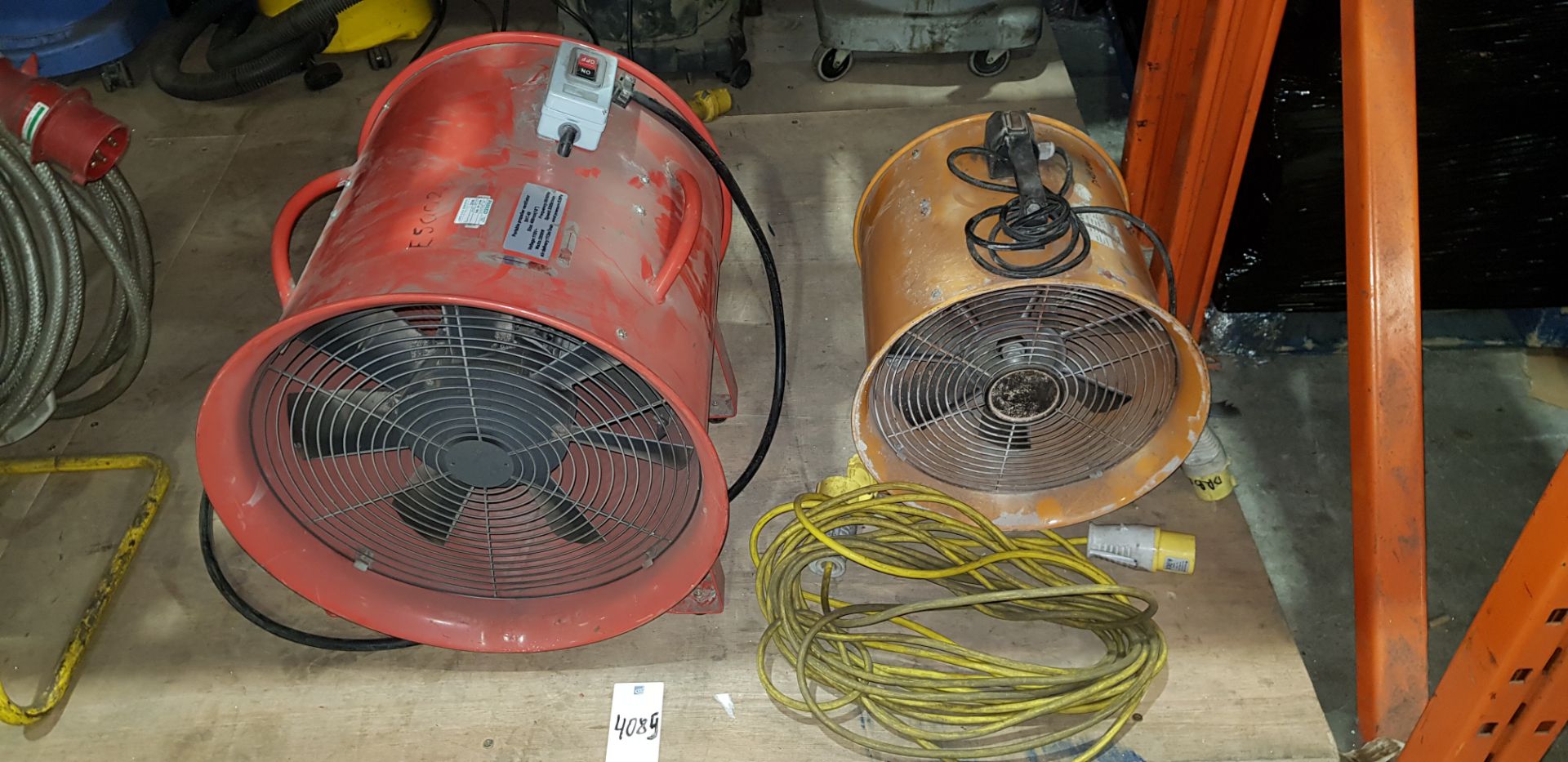 2 X VENTILATION FANS 1X CYCLONE 1X UNBRANDED BOTH 110V - WITH 110V EXTENSION LEAD