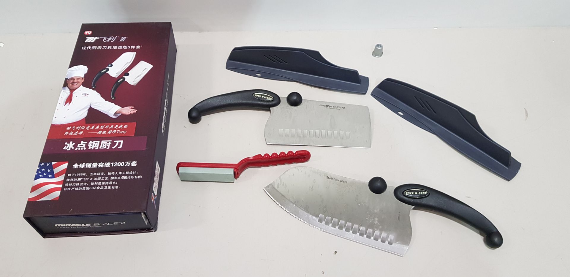 24 X BRAND NEW MIRACLE BLADE 3 PIECE PERFECTION SERIES KNIFE SET TO INCLUDE 2 X LARGE KNIFES AND