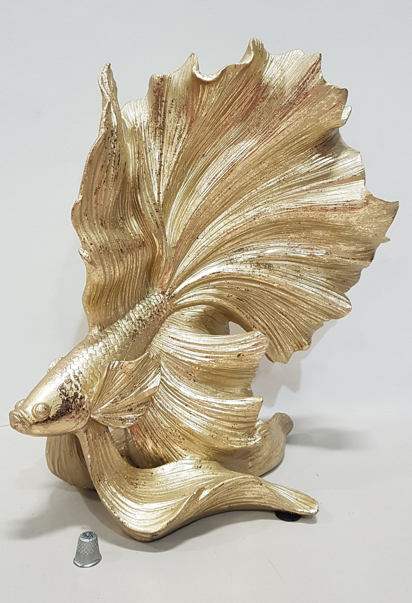 12 X BRAND NEW THE VINTAGE GARDEN ROOM GOLD EFFECT DECORATIVE FISH SIZE 38CM H X 33CM W IN 6 BOXES
